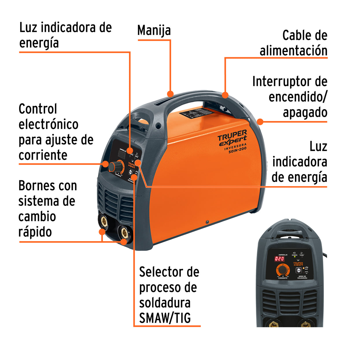 Soldadora inversora 200A de 220V