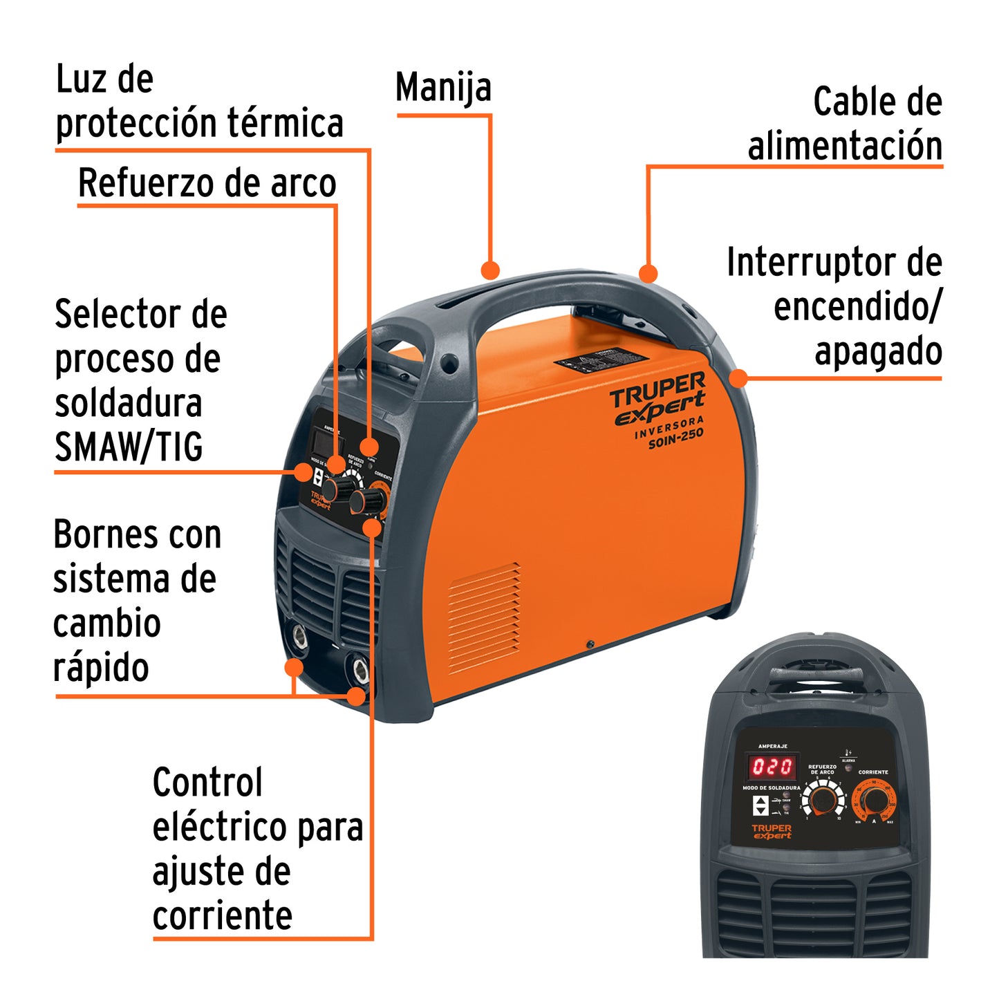 Soldadora inversora 250A de 220V