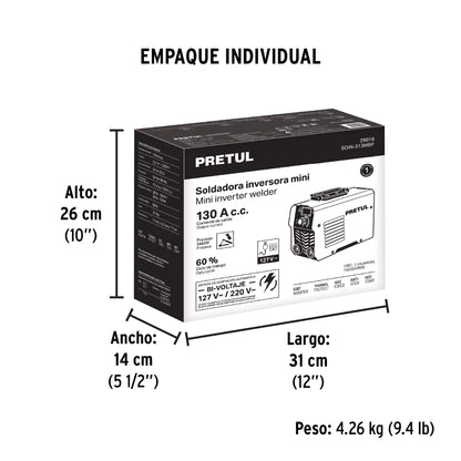 Mini soldadora inversora 130A, Bi-Voltaje, Serie 300 · vista 8