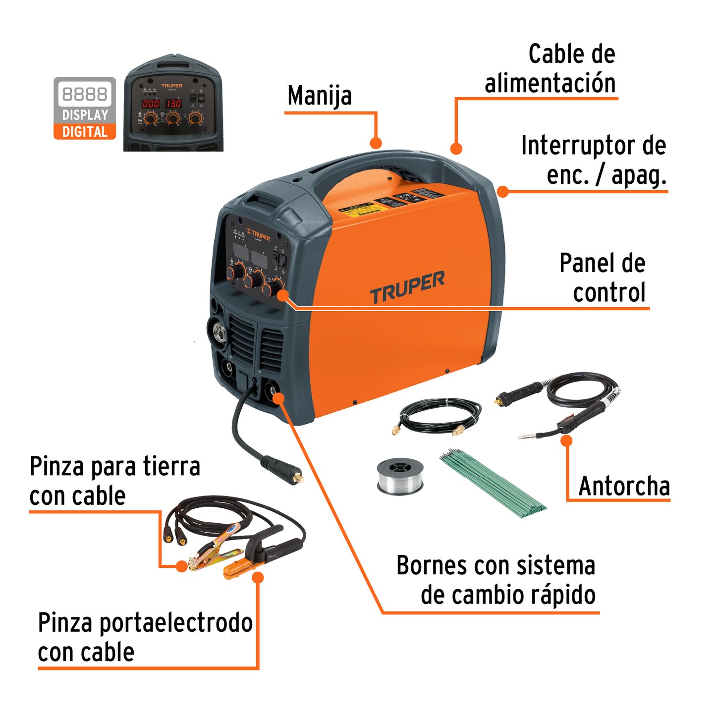 Soldadora para microalambre y electrodo 130A Ligera