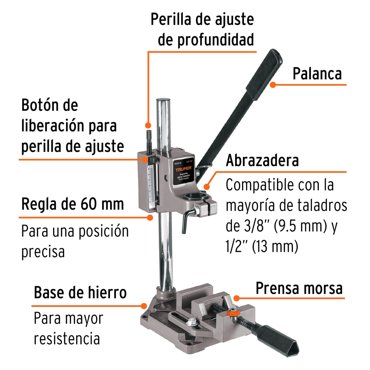 Soporte vertical para taladro 3/8"-1/2" · vista 3