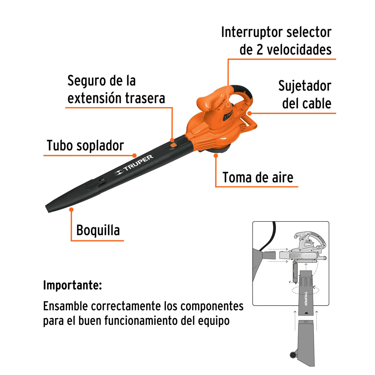 Sopladora/Aspiradora 1 440 W con bolsa recolectora - SKU 18146