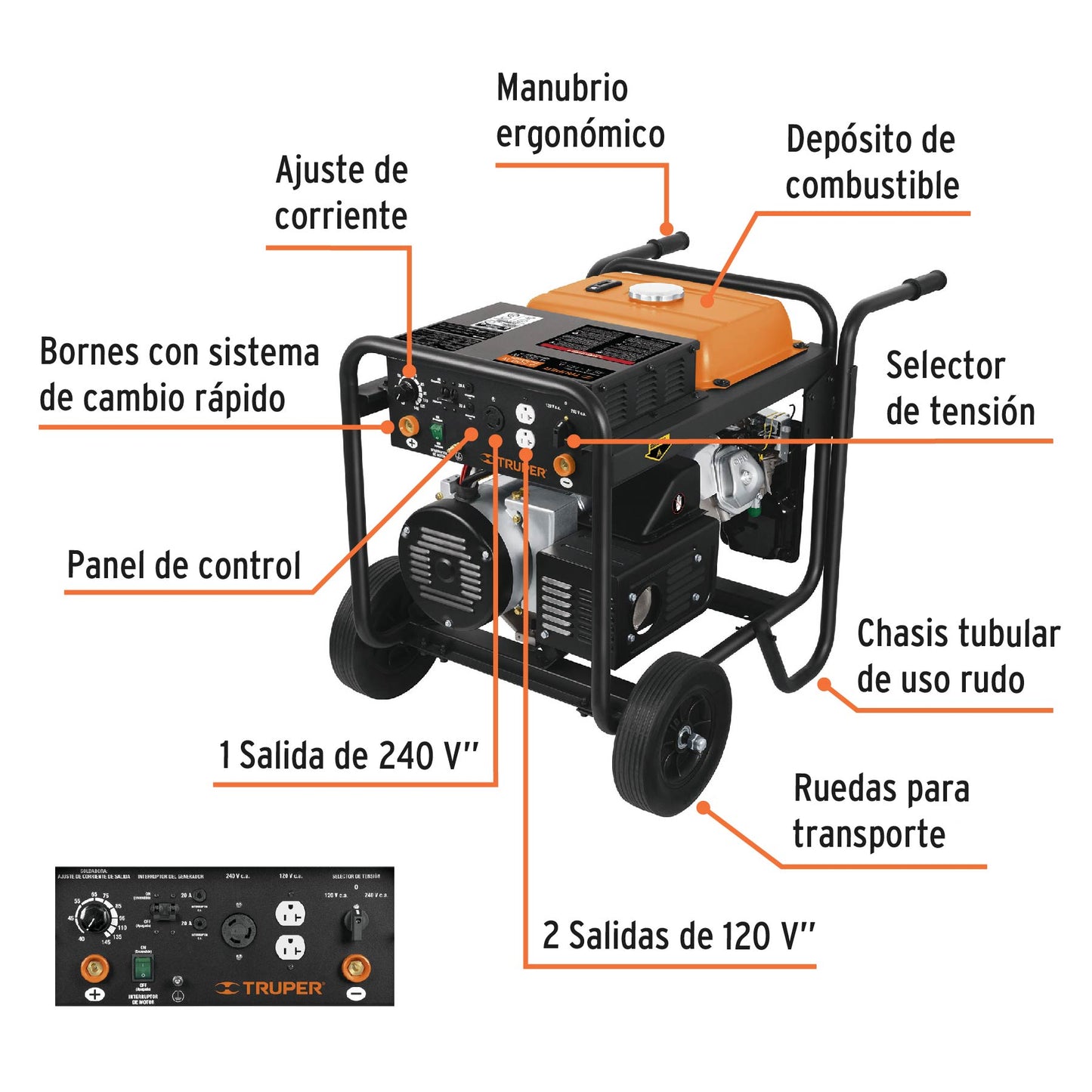 Soldadora a gasolina 145 A con generador