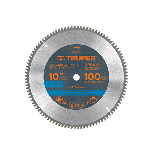Disco sierra para aluminio de 10 pulgadas con 100 dientes y centro de 5/8 pulgadas