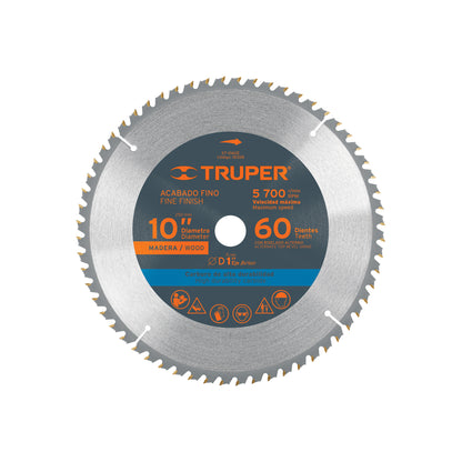 Disco sierra para madera de 10 pulgadas con 60 dientes y centro de 1 pulgada