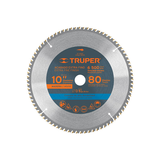 Disco sierra para madera de 10 pulgadas con 80 dientes y centro de 1 pulgada