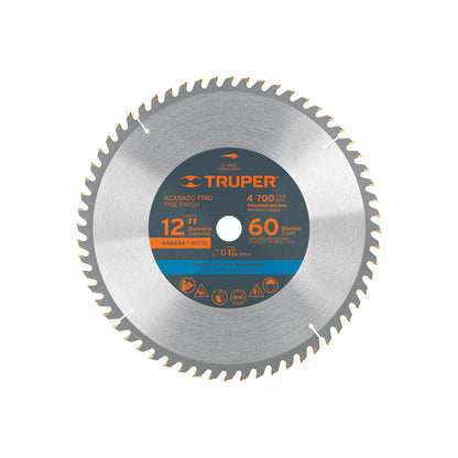 Disco sierra para madera de 12 pulgadas con 60 dientes y centro de 1 pulgada