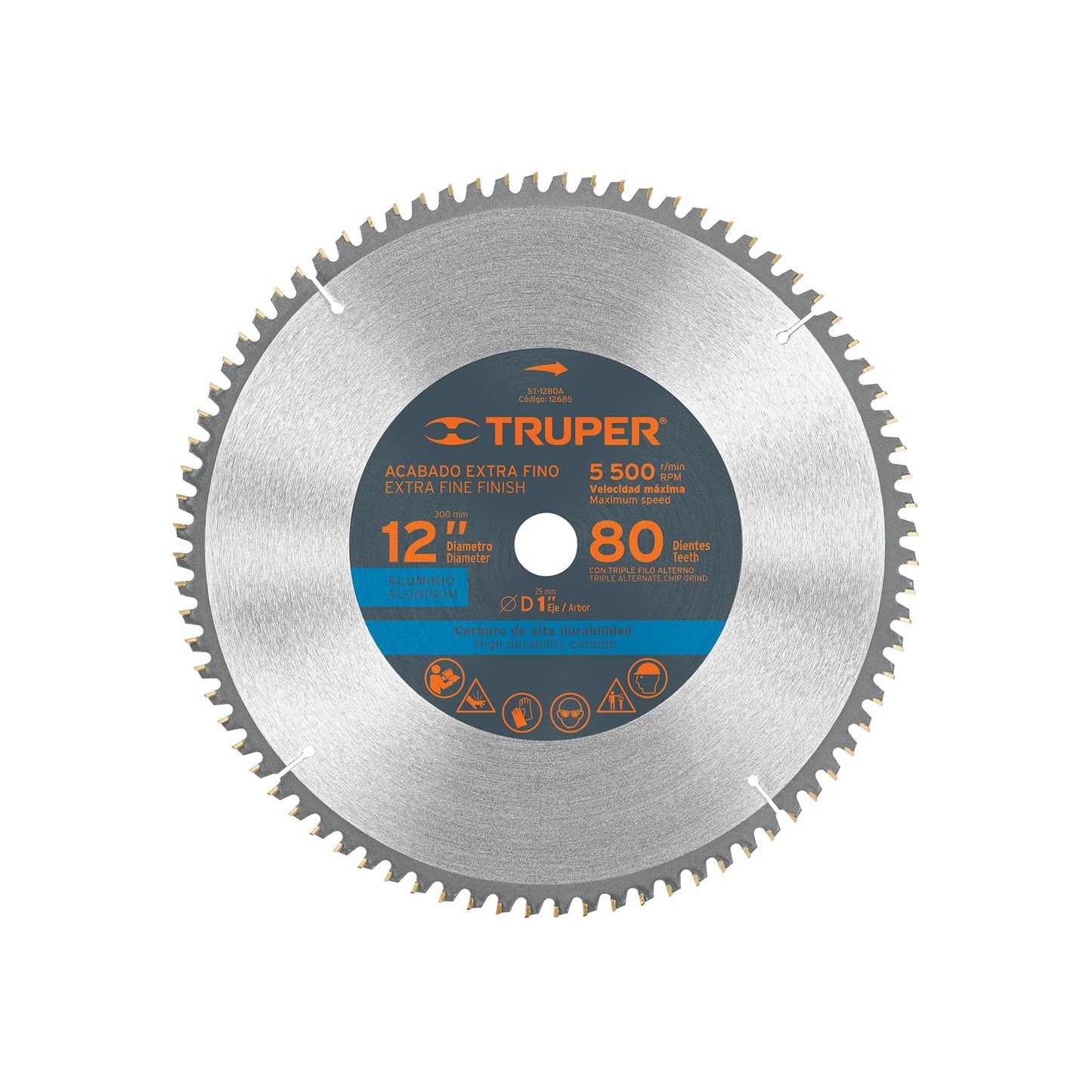 Disco sierra para aluminio de 12 pulgadas con 80 dientes y centro de 1 pulgada