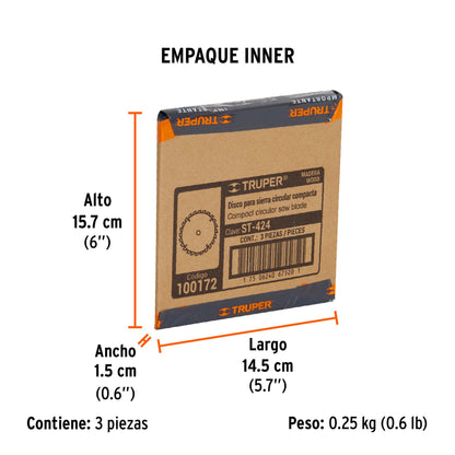 Disco sierra 4-1/2 pulg para madera 24 3/8 pulg - SKU 100172