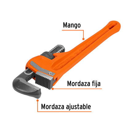 Llave stilson 12 pulg con cuerpo de hierro ductil