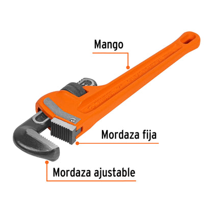 Llave stilson 14 pulg con cuerpo de hierro ductil