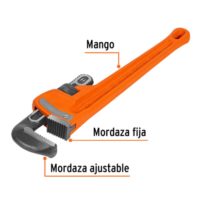 Llave stilson 18 pulg con cuerpo de hierro ductil