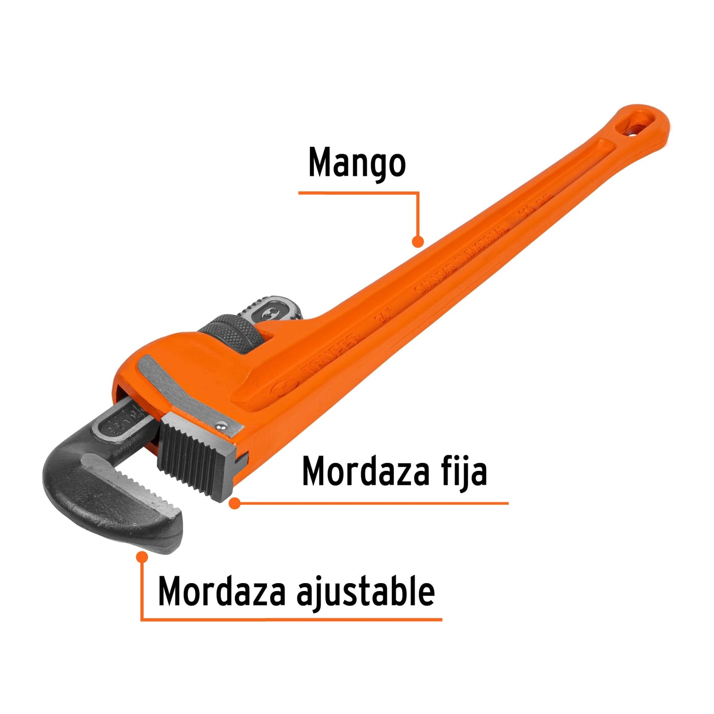 Llave stilson 24 pulg con cuerpo de hierro ductil