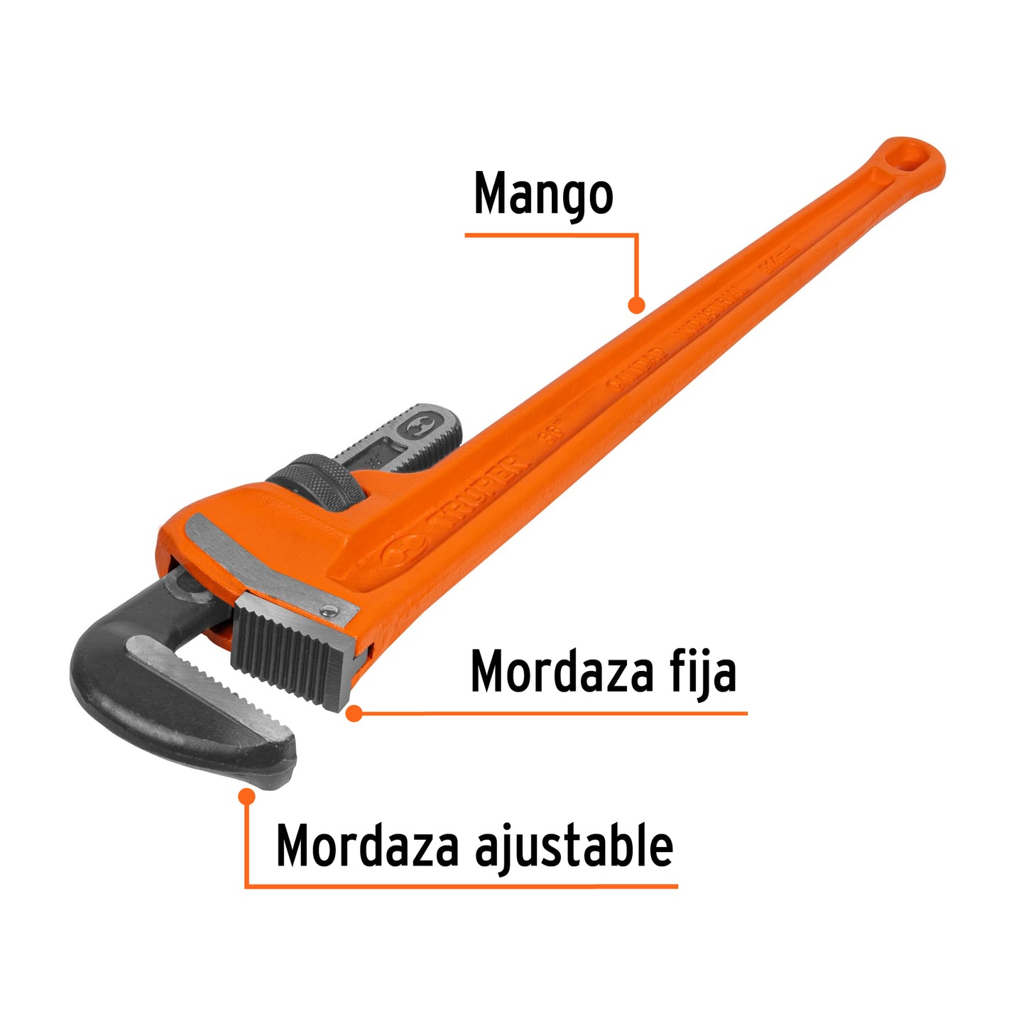 Llave stilson 36 pulg con cuerpo de hierro ductil