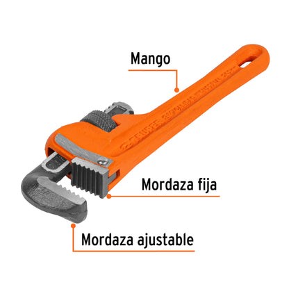 Llave stilson 8 pulg con cuerpo de hierro ductil