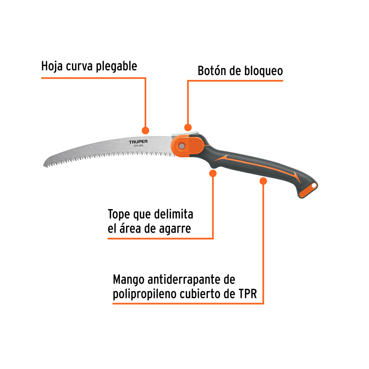 Serrucho plegable 10" hoja curva, 5 DPP, mango Comfort Grip · vista 2