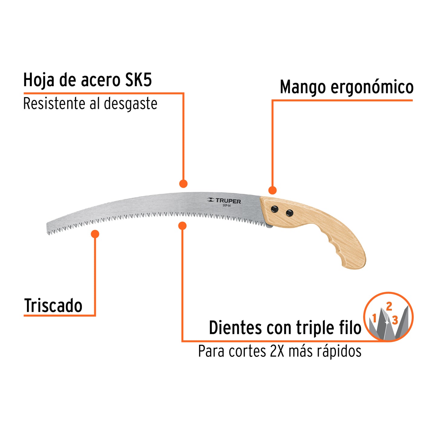 Serrucho de poda 14hoja curva6 DPP mango