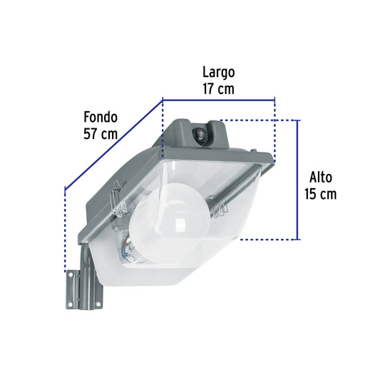 Luminario suburbano de ABS con foco LED de 30 W y sensor de luz