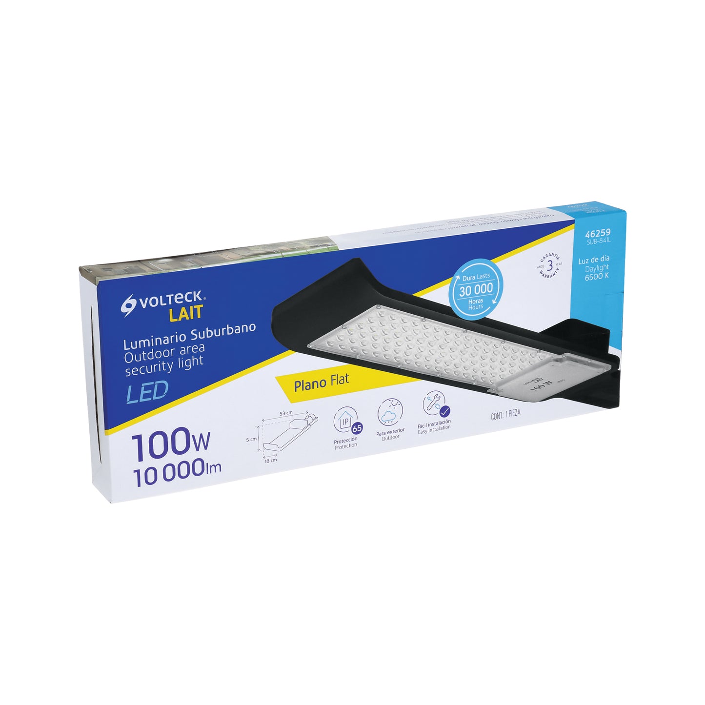 Luminario suburbano LED de 100 W con temperatura de color 6 500 K