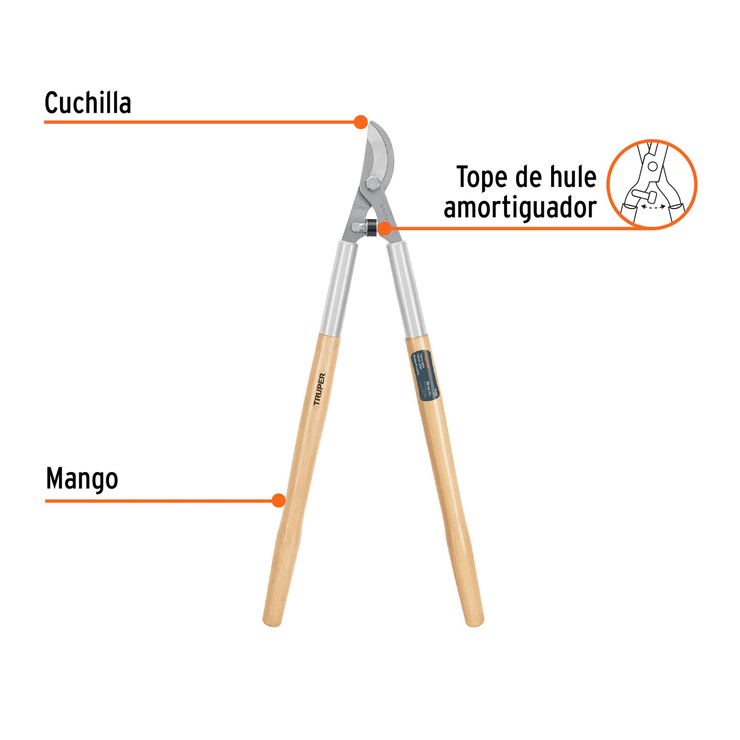 Tijera para ramas Classic con mangos de madera 70cm