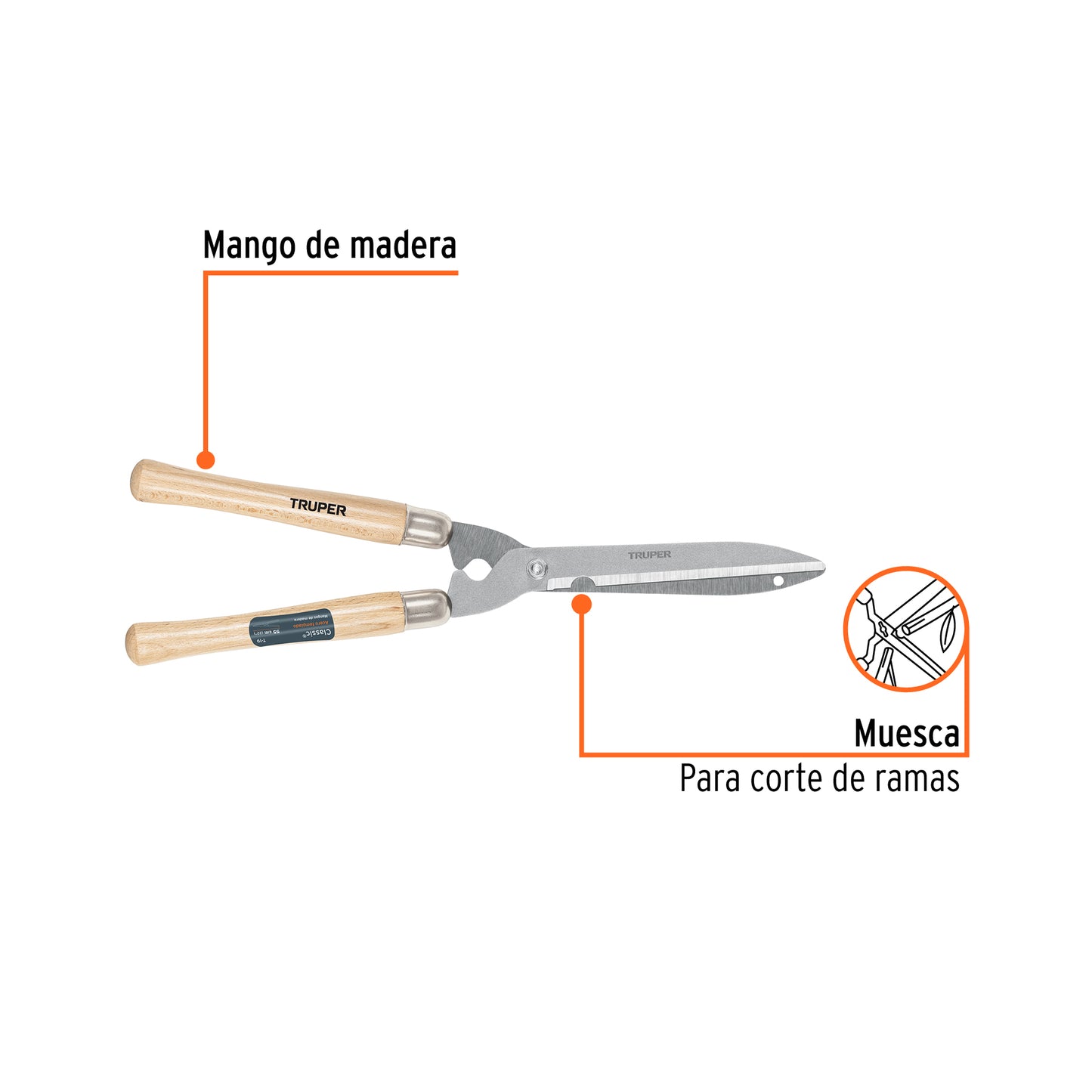 Tijera de poda Classic con mangos de madera 55cm