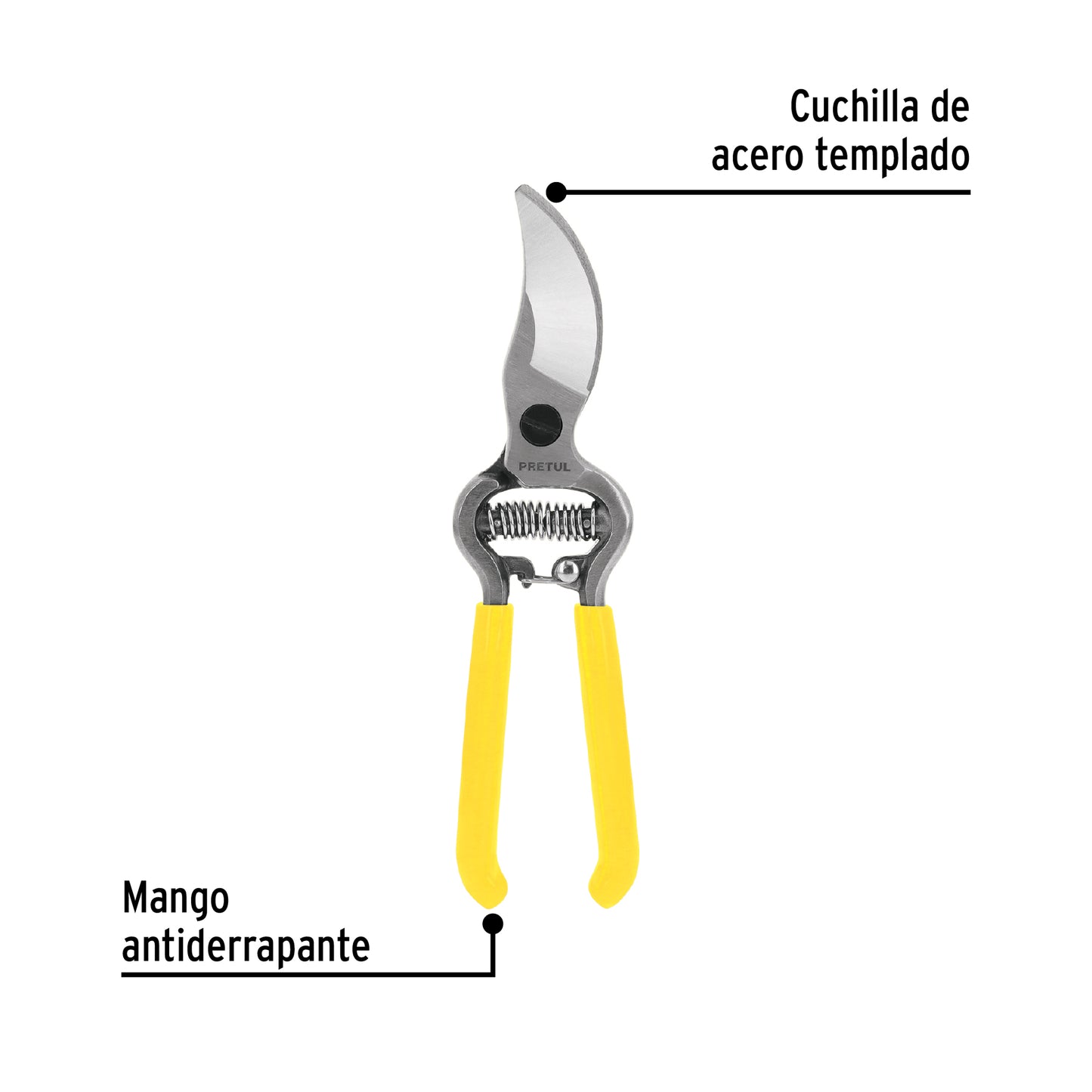 Tijera para poda de 8 pulgadas con cuchilla curva de acero templado