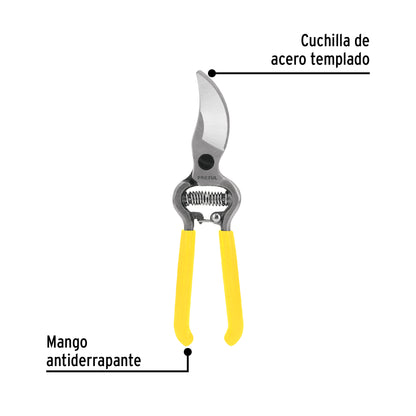 Tijera para poda de 8 pulgadas con cuchilla curva de acero templado