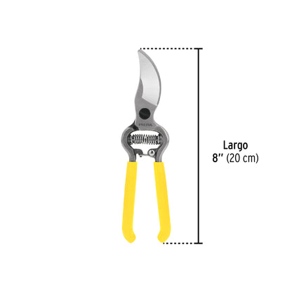Tijera para poda de 8 pulgadas con cuchilla curva de acero templado