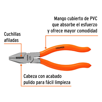 Pinza para electricista 6" uso rudo con mango PVC