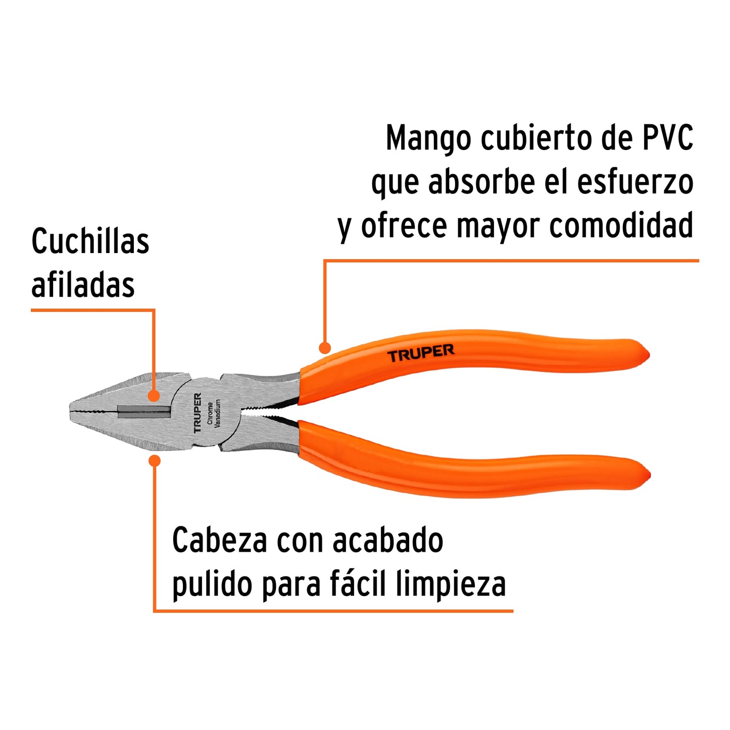 Pinza para electricista 7" uso rudo con mango PVC