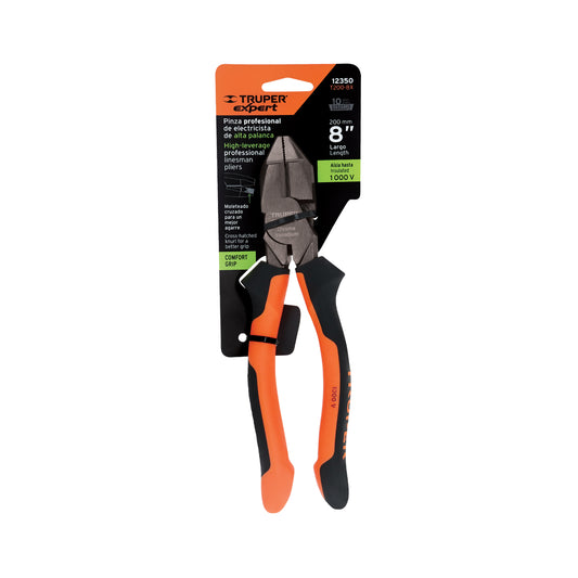 Pinza electricista 8" uso rudo de alta palanca con mango Comfort Grip