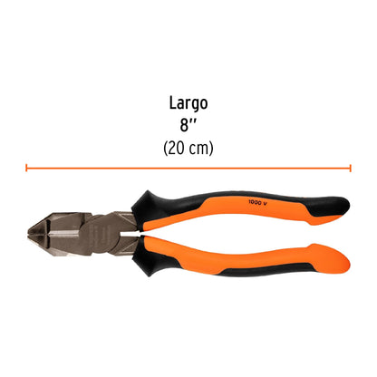 Pinza electricista 8" uso rudo de alta palanca con mango Comfort Grip