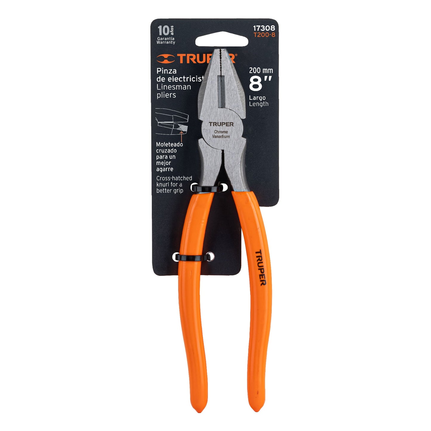 Pinza para electricista 8" uso rudo con mango PVC