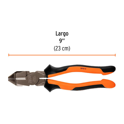 Pinza electricista 9" uso rudo de alta palanca con mango Comfort Grip