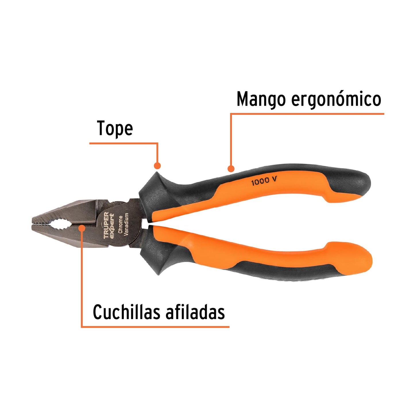 Pinza para electricista 6" alta palanca con mango Comfort Grip