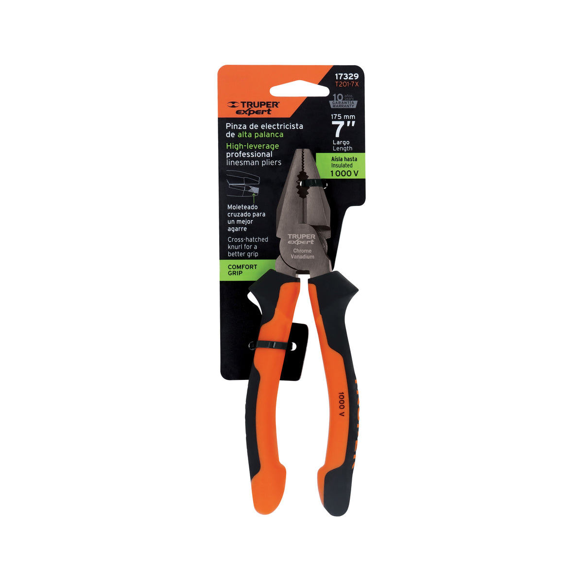 Pinza para electricista 7" alta palanca con mango Comfort Grip