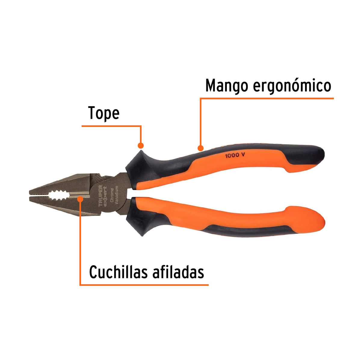 Pinza para electricista 7" alta palanca con mango Comfort Grip
