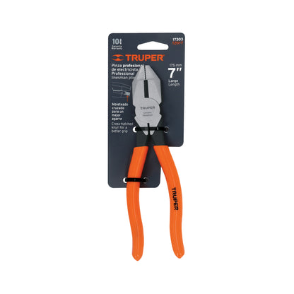 Pinza para electricista 7" uso rudo con mango PVC