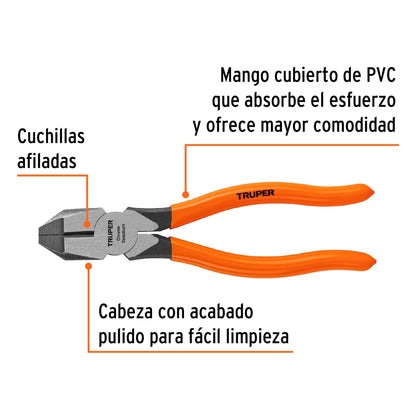 Pinza para electricista 7" uso rudo con mango PVC