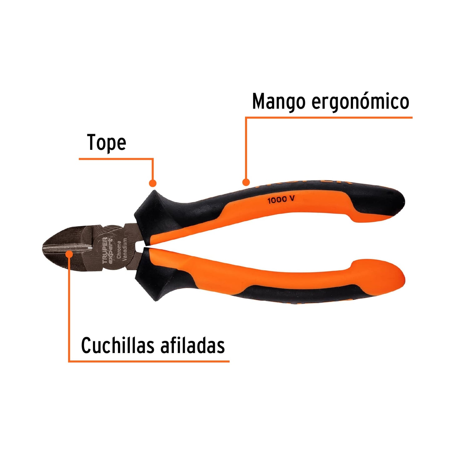Pinza corte diagonal 6" alta palanca con mango Comfort Grip