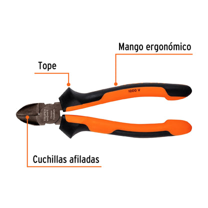 Pinza corte diagonal 7" alta palanca con mango Comfort Grip