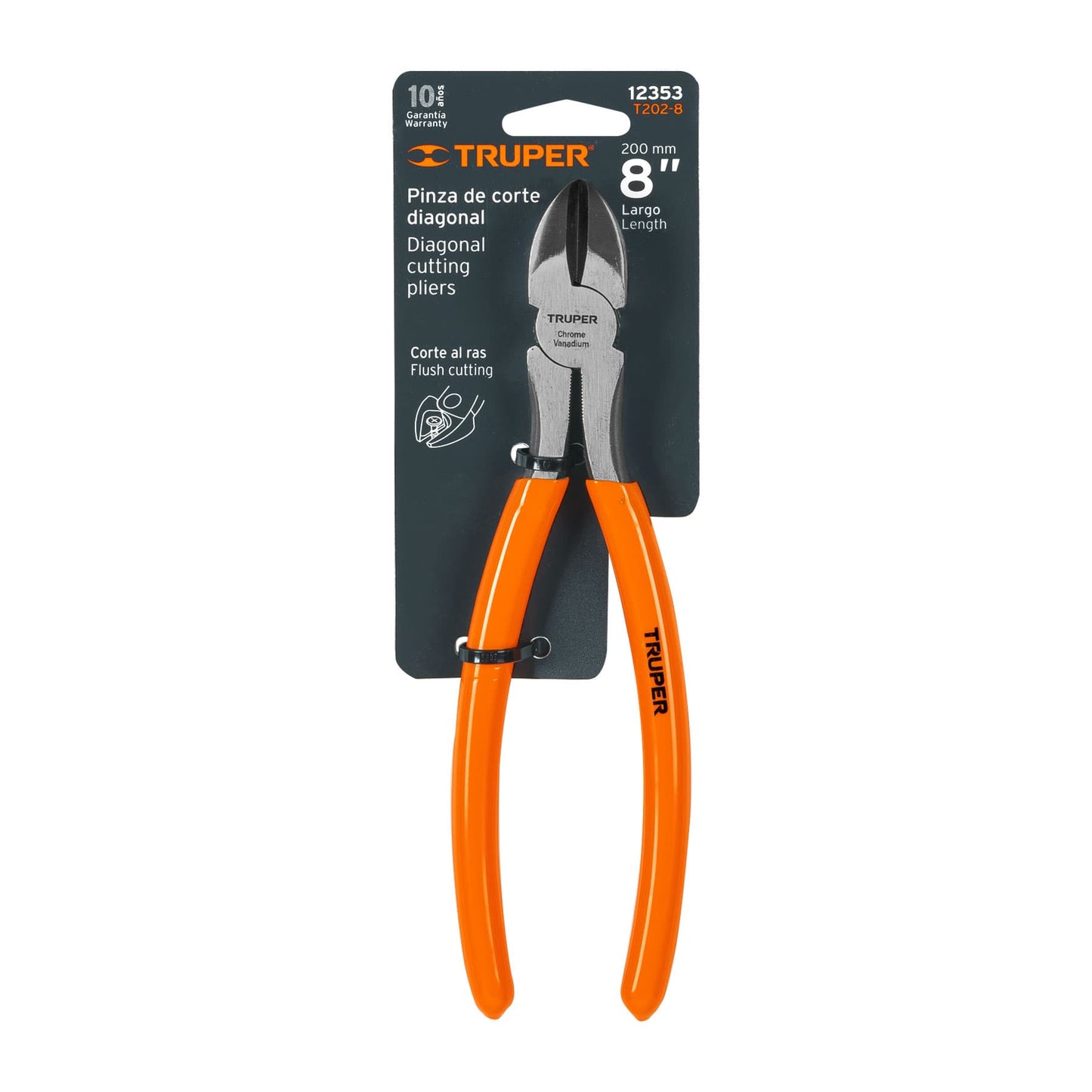 Pinza de corte diagonal de 20 cm con mango de PVC