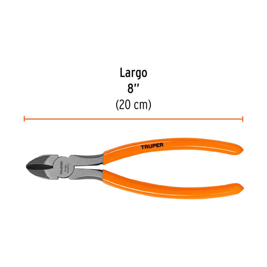 Pinza de corte diagonal de 20 cm con mango de PVC