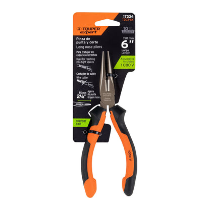 Pinza punta y corte 6" con mango Comfort Grip
