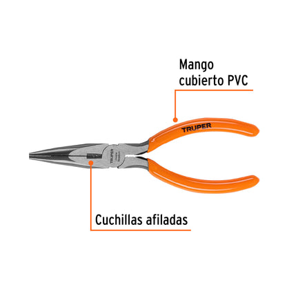 Pinza de punta y corte 6" con mango PVC