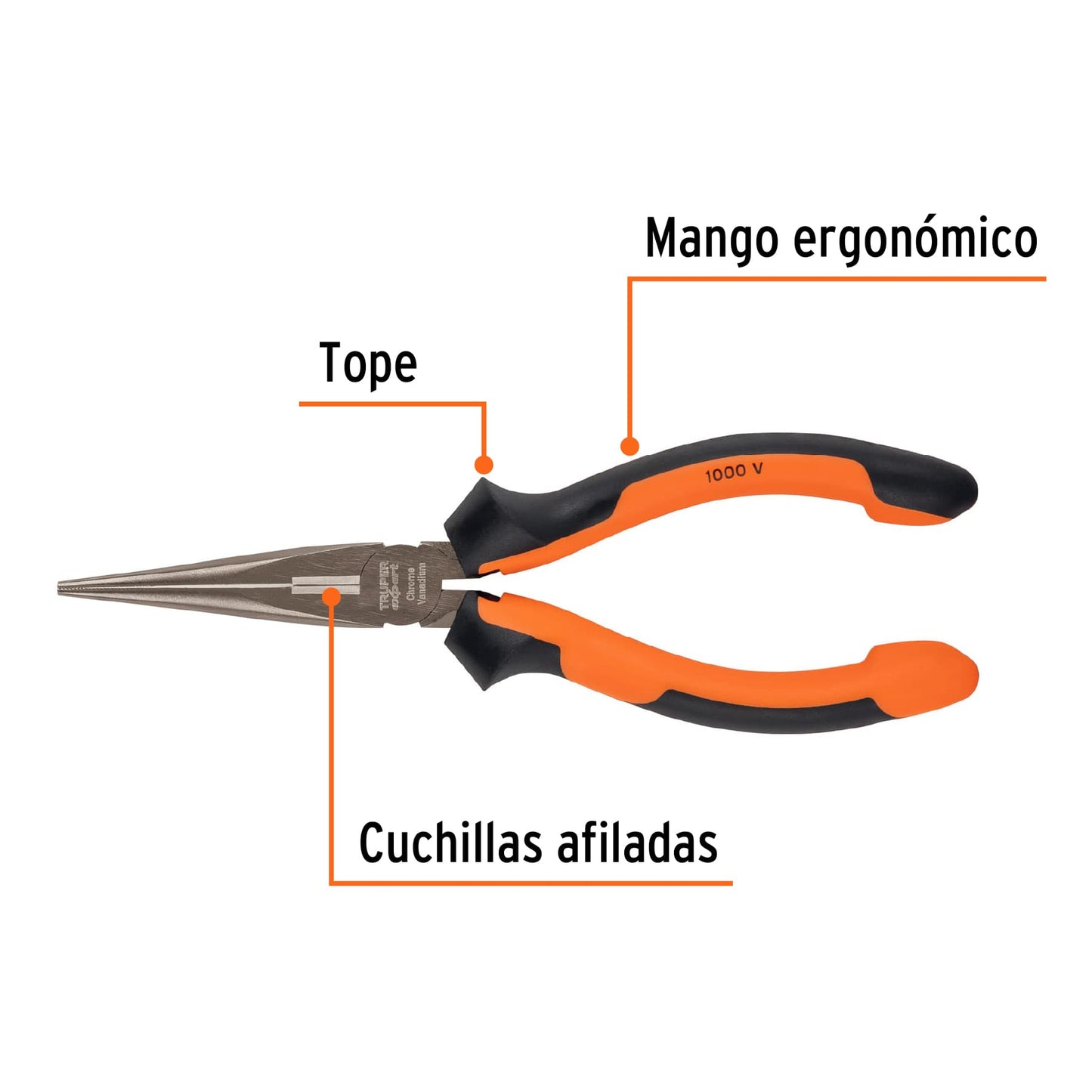 Pinza punta y corte 7" con mango Comfort Grip