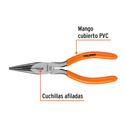 Pinza de punta y corte de 18 cm con mango de PVC