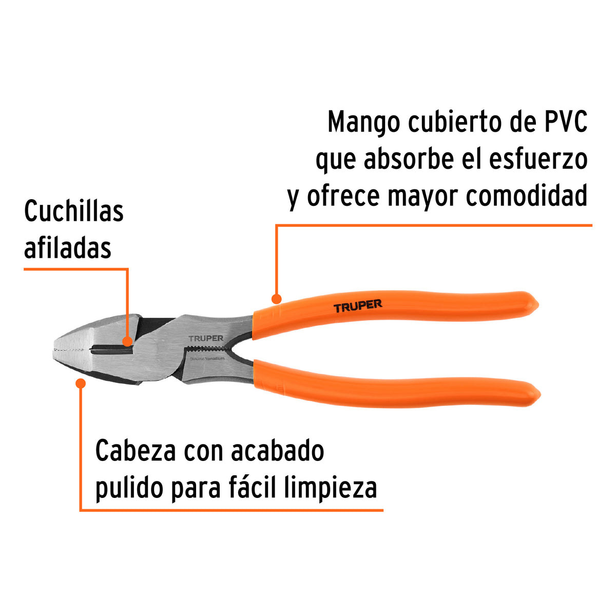 Pinza para electricista 8" alta palanca mango PVC · vista 2