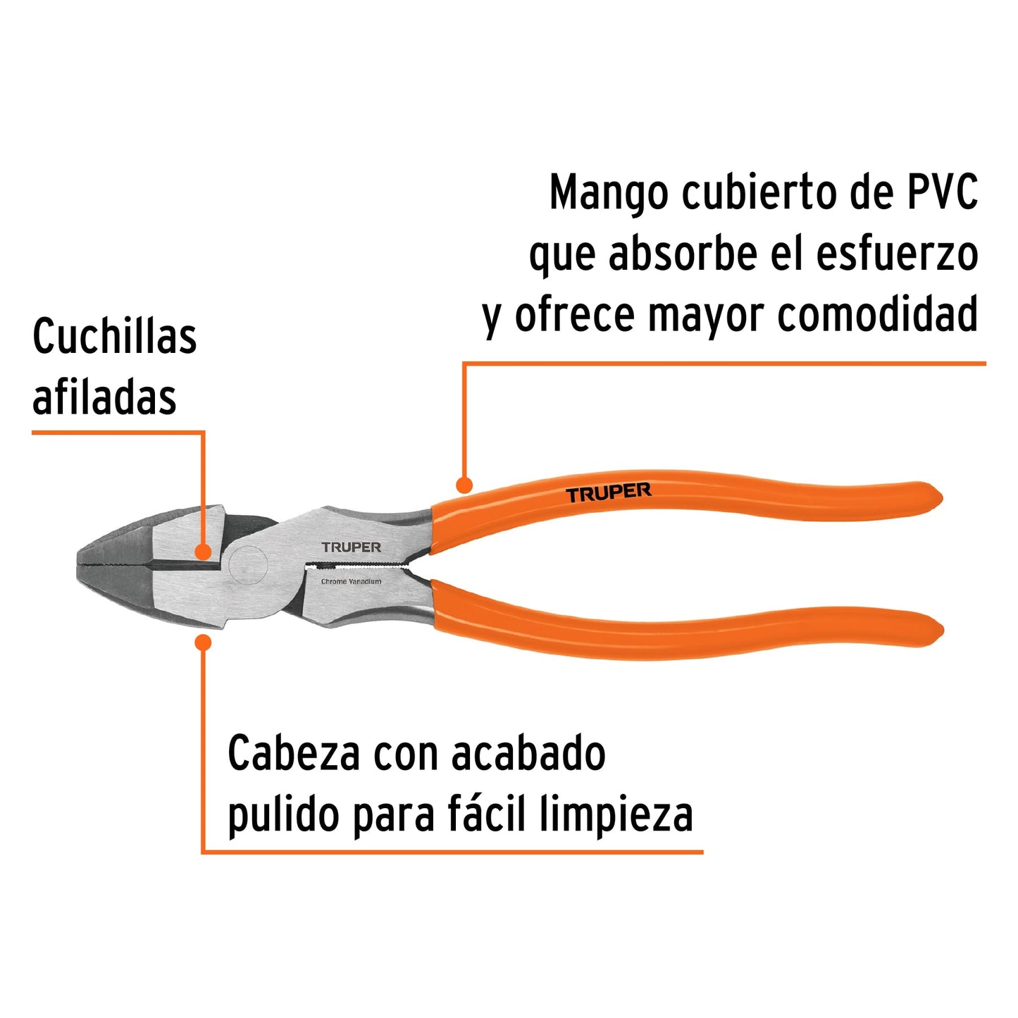 Pinza para electricista 9" alta palanca con mango PVC