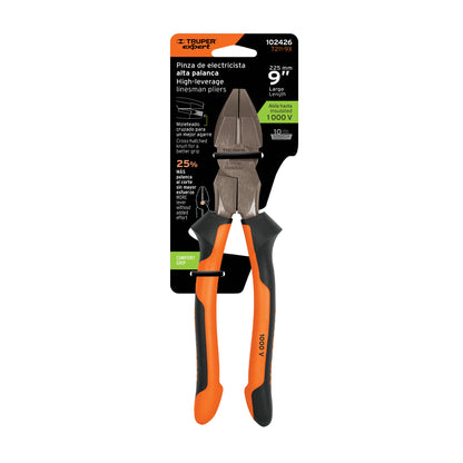 Pinza para electricista 9" alta palanca con mango Comfort Grip
